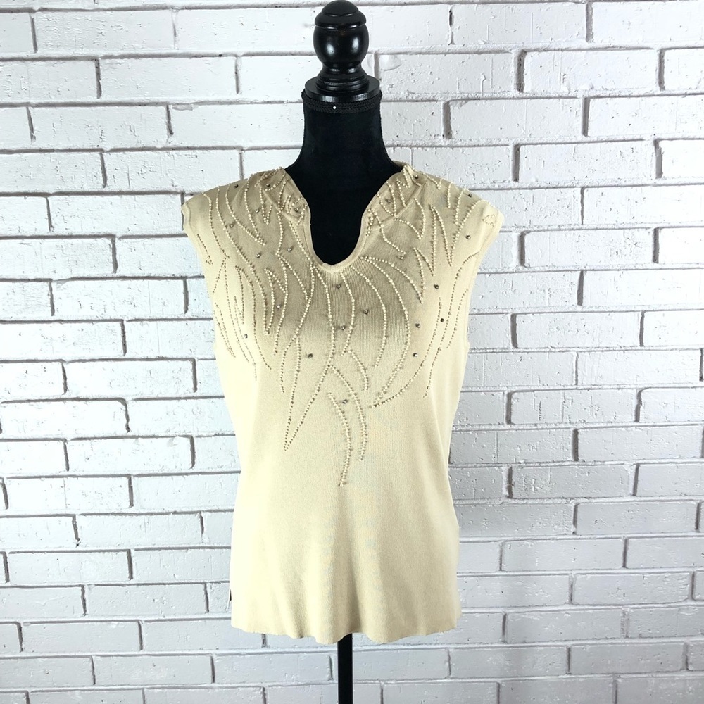 Beta’s Choice Sleeveless‎ Beige Top Size Large